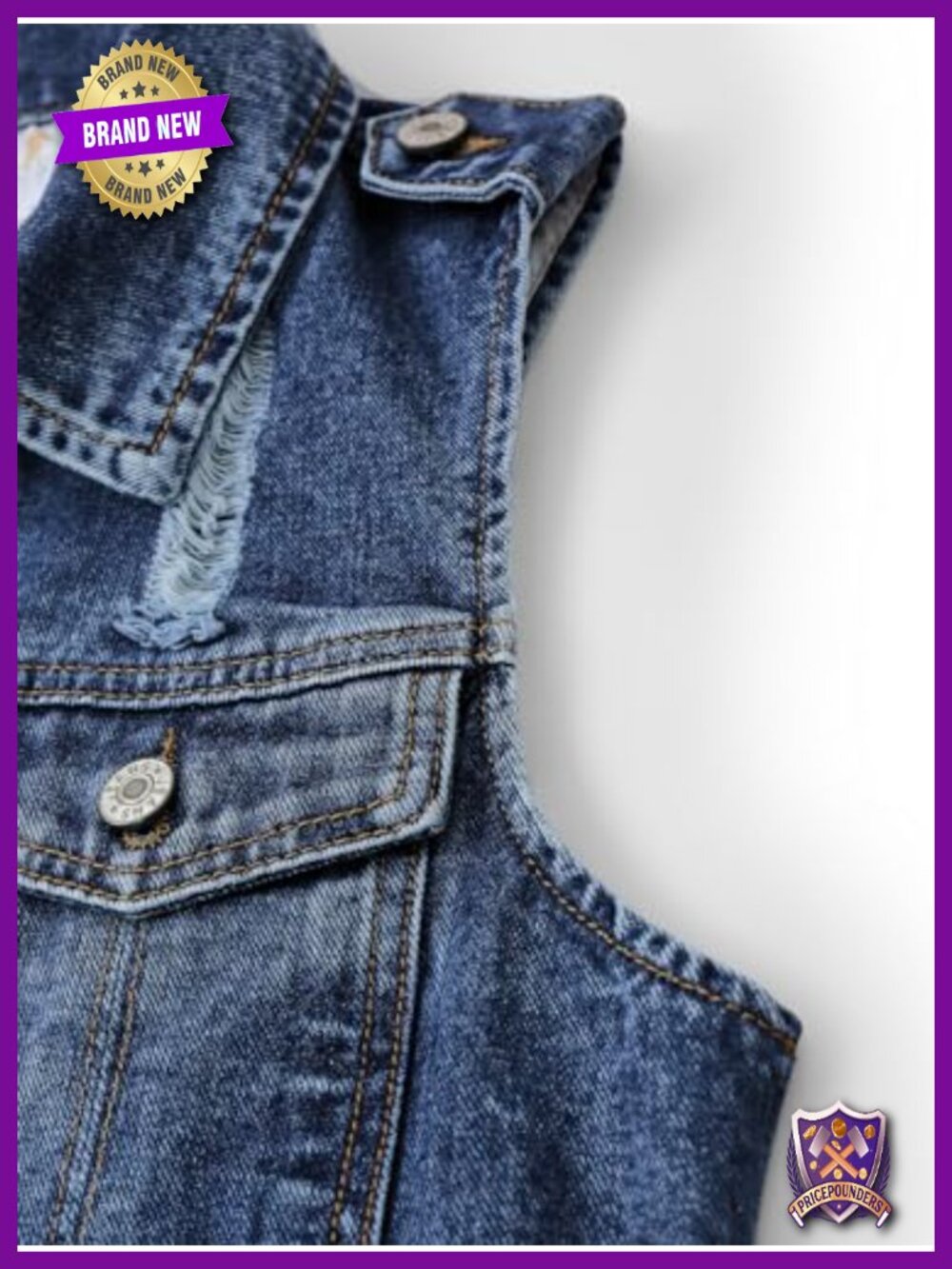 Denim Vest for Women Button Down Sleeveless Western Jean Vest Top - Picture 4 of 6